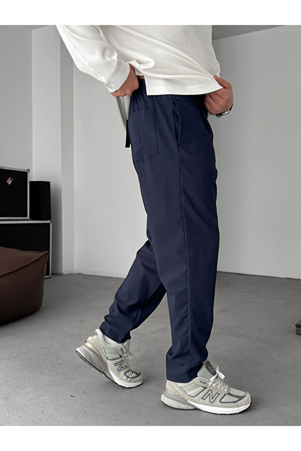 Lacivert Gofre Basic Pileli Pantolon C-6142 - 5