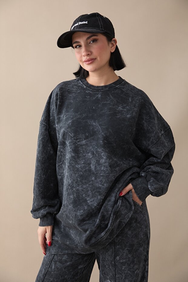 طقم أسود قابل للغسل بثلاث خيوط - 3