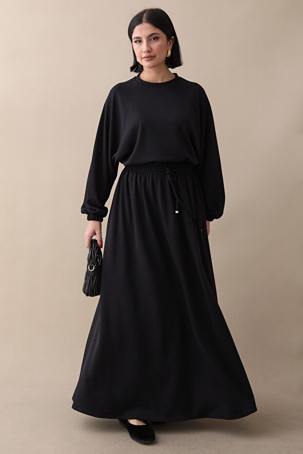 Basic Biyeli Etekli Modal Takım Siyah - 3