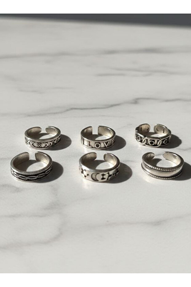 6 Pieces Toe Ring Set for Women Steel