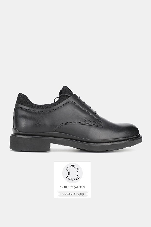 Men's Black Genuine Natural Leather Lace-Up Classic Shoes