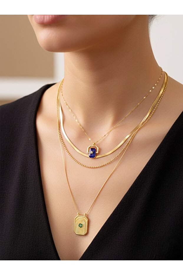 Çelik 4'lü Kolye - 1