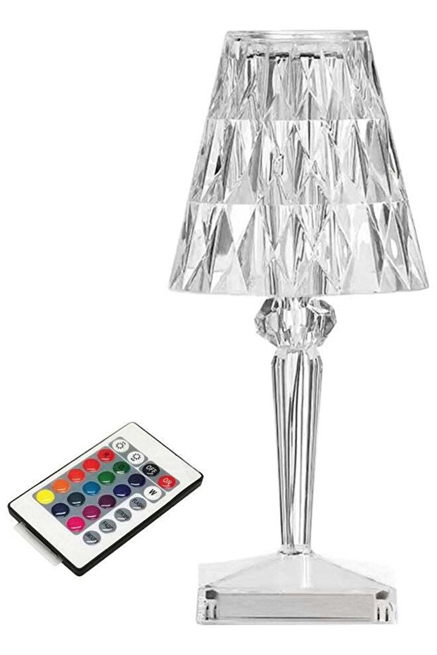 Touching Control Acrylic Diamond Table Lamp With Remote Multicolour