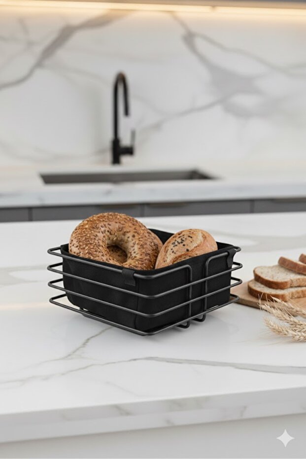 Black Square Bread Basket Stainless