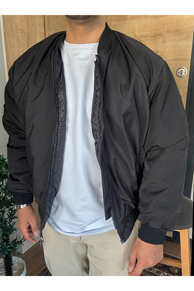 سترة رجالية من نوع بومبر بقصة واسعة ومبطنة - 3