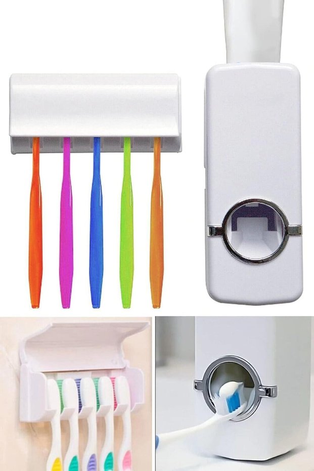 Lendasell Toothpaste Squeezing Machine Brush Holder Paste Squeezer with 5 Brushes 1165987