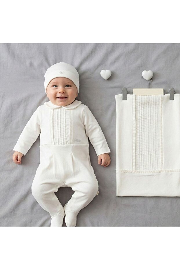 Vual Pleated 3-Piece Hospital Release 100% Cotton Newborn Set