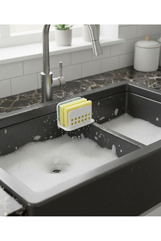 Dish Sponge Holder, Spongematic, Sponge Holder, Sponge Hanger, Dish Sponge Holder with Suction Cup, White