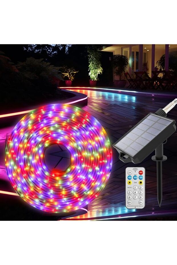 Solar Strip Lights 16.4FT, LED Solar Light Strip Outdoor Indoor