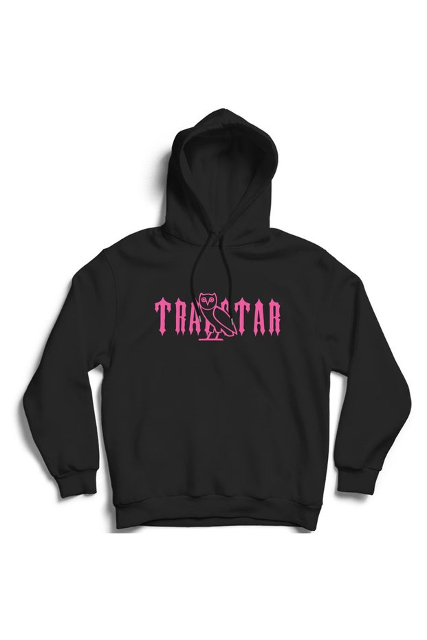 Trap Star, Ovoxo, Drake, Pink Printed Black Unisex, Cotton Hooded Sweatshirt Hoodie