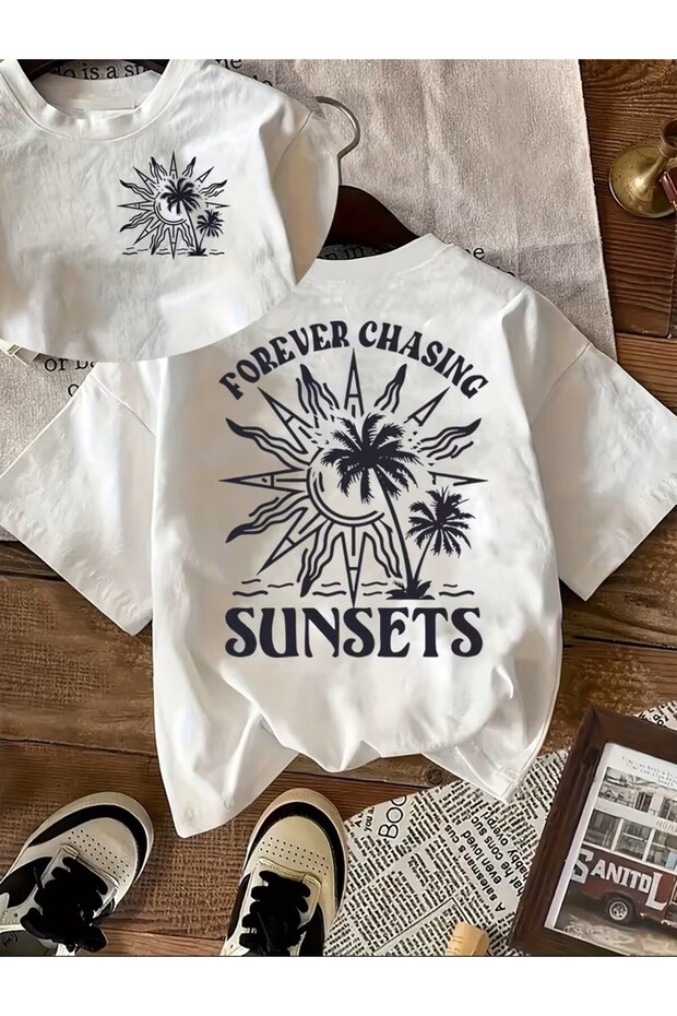 Coconut Tree Creative Pattern Print T-Shirt - 1