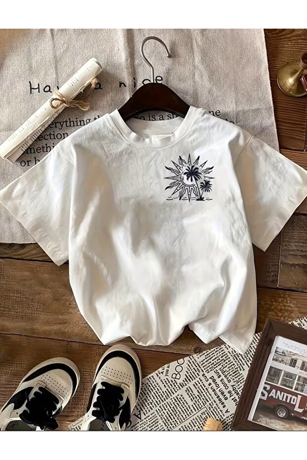 Coconut Tree Creative Pattern Print T-Shirt - 3
