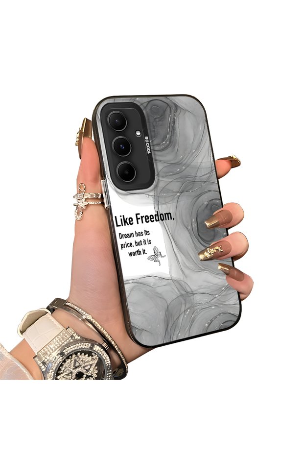 Samsung Galaxy A55 Compatible Silicone Edge Acrylic Back Creative Pattern Protective Case