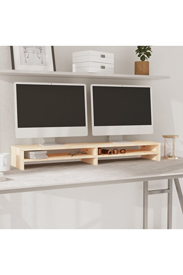 Monitor Stand 100x24x13 cm Solid Wood Pine