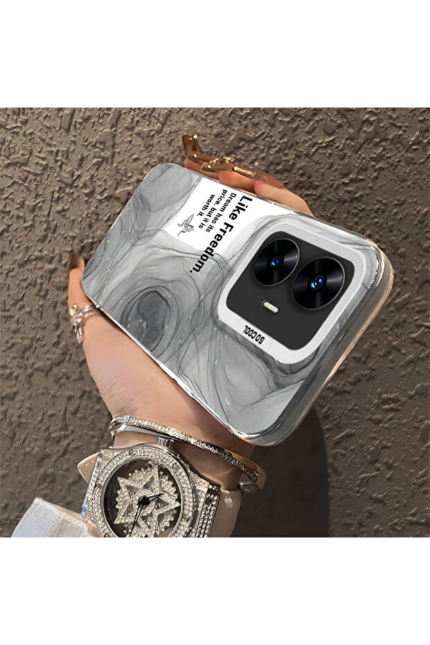 Realme C55 Compatible Silicone Edge Acrylic Back Creative Pattern Protective Case - 3