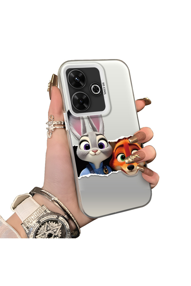 Xiaomi Poco M6 4g Compatible Silicone Edge Acrylic Back Anime Character Protective Case