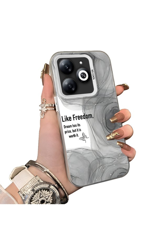 Infinix Smart 8/8 Pro Compatible Silicone Edge Acrylic Back Creative Pattern Protective Case