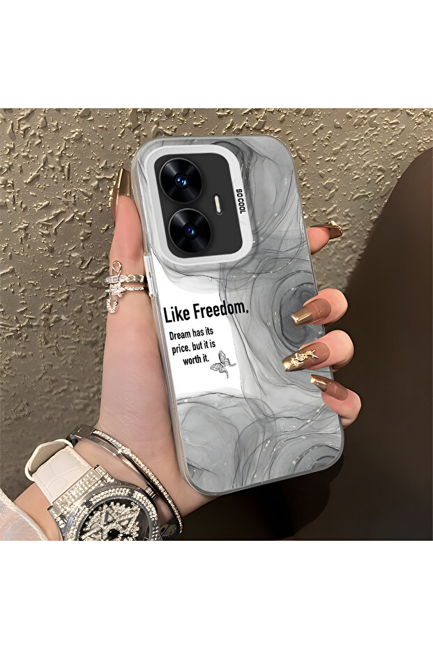 Realme C55 Compatible Silicone Edge Acrylic Back Creative Pattern Protective Case - 4