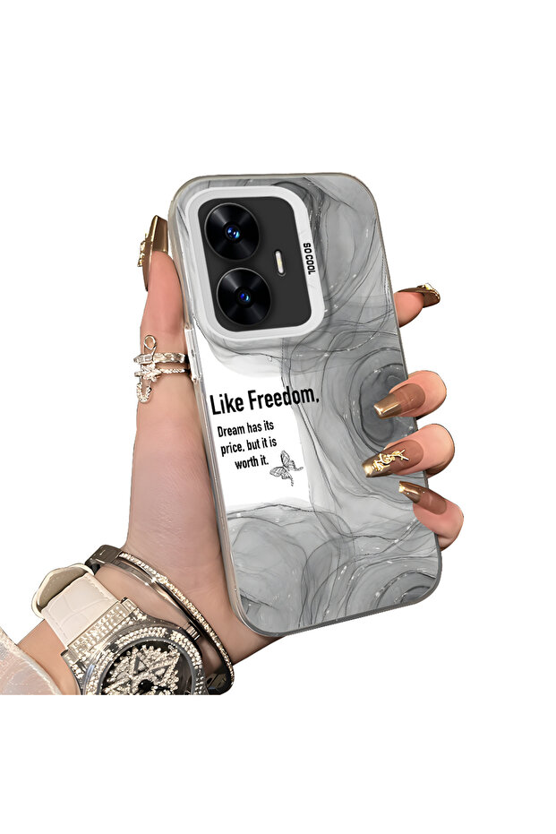 Realme C55 Compatible Silicone Edge Acrylic Back Creative Pattern Protective Case - 1