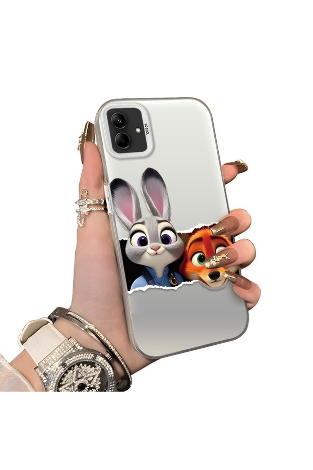 Samsung Galaxy A03 Compatible Silicone Edge Acrylic Back Anime Character Protective Case