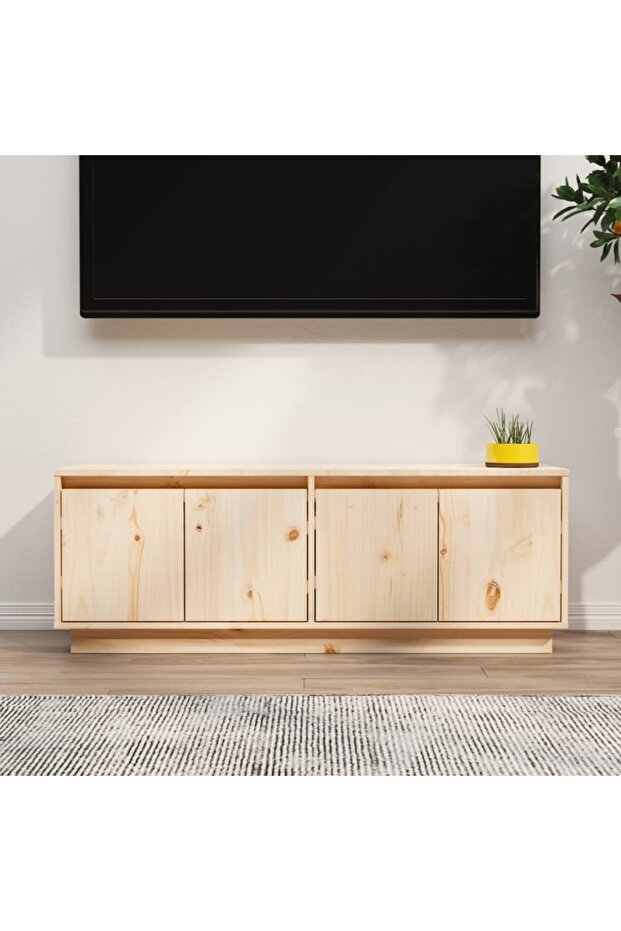 TV Cabinet 110x34x40 cm Solid Wood Pine