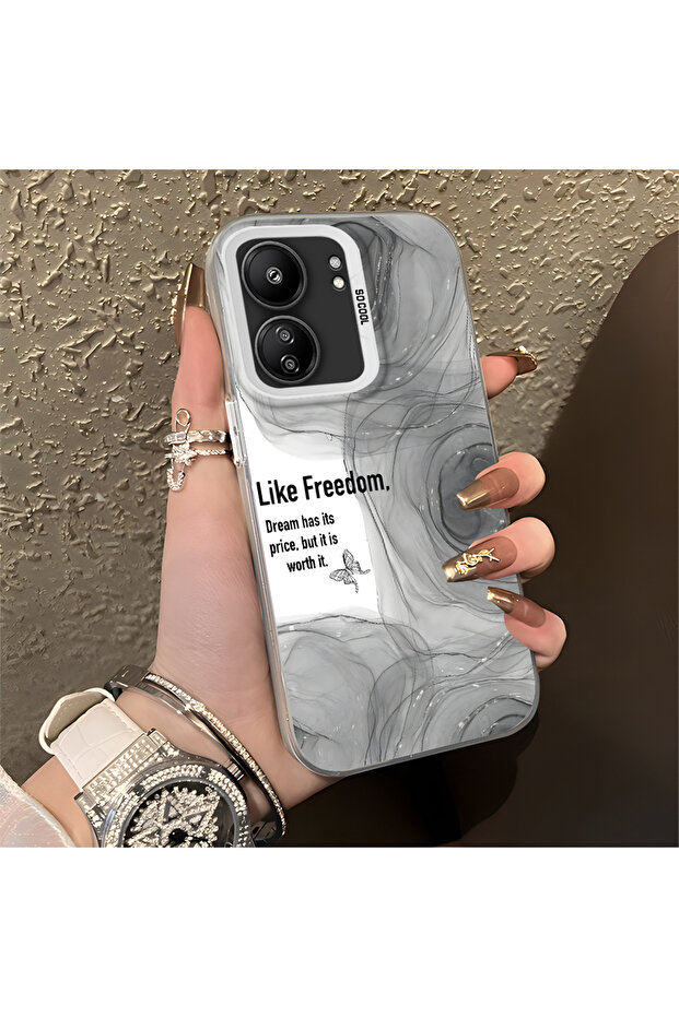 Xiaomi Poco C65 Compatible Silicone Edge Acrylic Back Creative Pattern Protective Case - 4