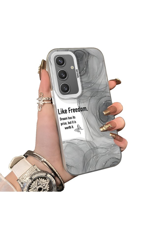 Samsung Galaxy S24 Compatible Silicone Edge Acrylic Back Creative Pattern Protective Case