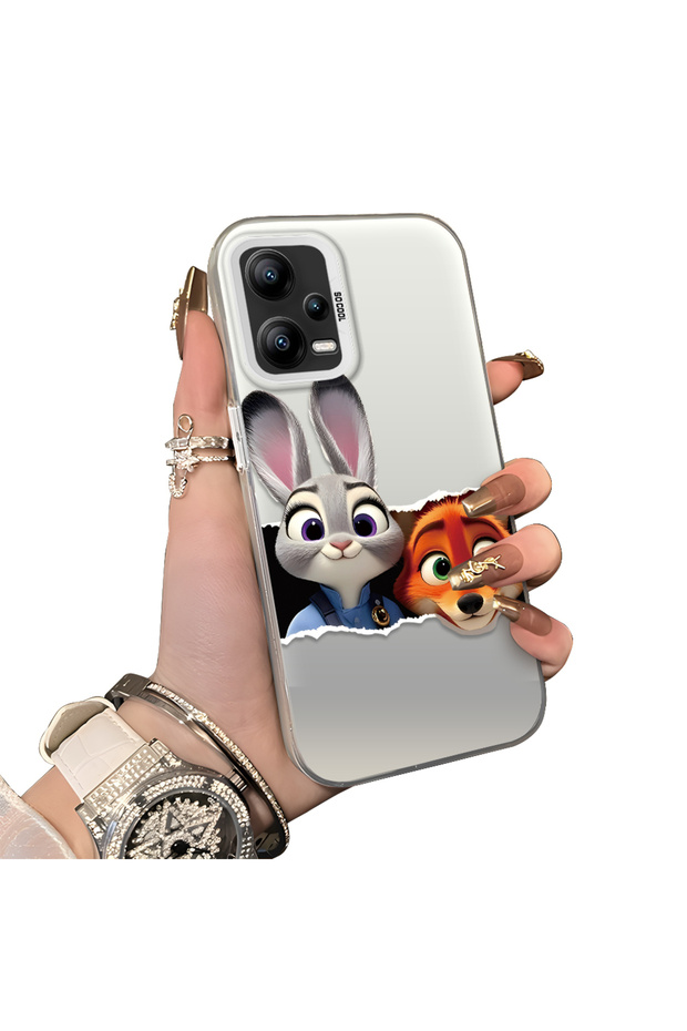 حافظة حماية من السيليكون المتوافقة مع هاتف Xiaomi Redmi Note 12 5G ذات حافة أكريليك وشخصية أنمي