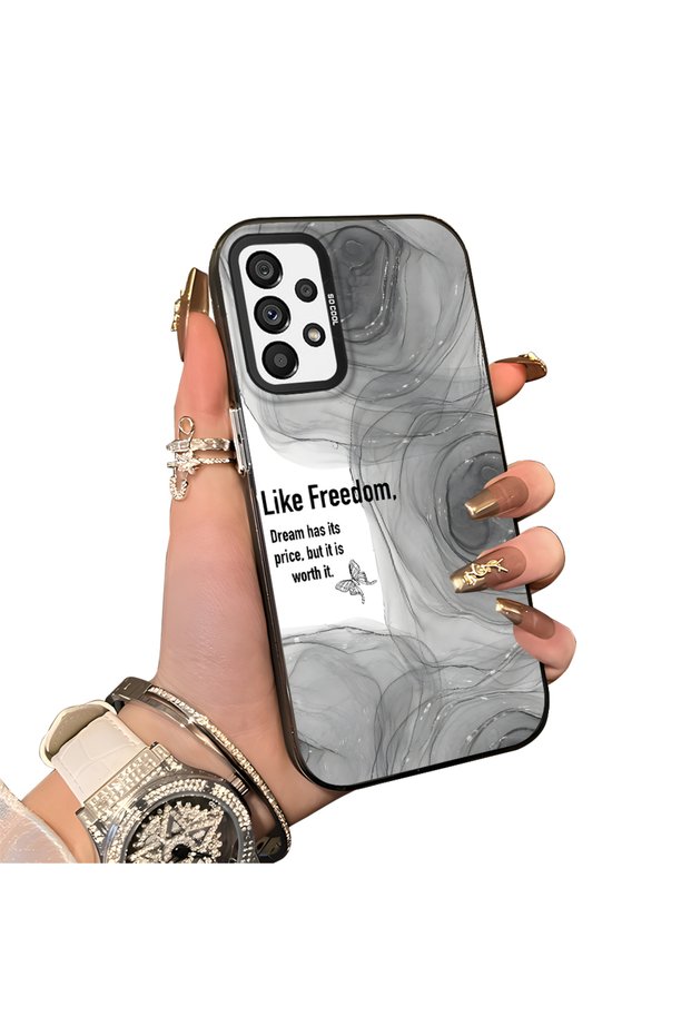 Samsung Galaxy A73 Compatible Silicone Edge Acrylic Back Creative Pattern Protective Case