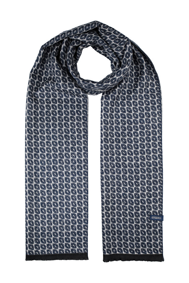 Lacivert-Bej Desenli Atkı - 1