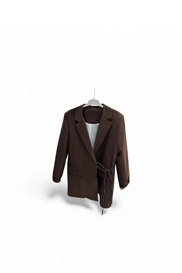 Our Bitter Brown Blazer Jacket Model