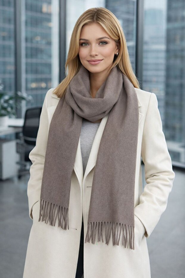 Mink Wool Cashmere Tasseled Women's Scarf 180X33 cm