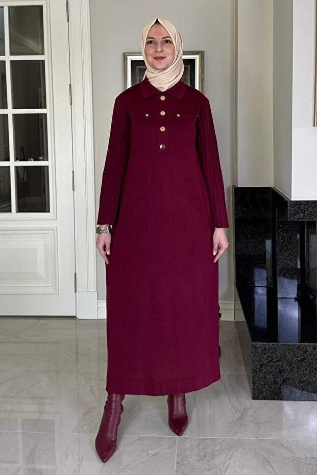 Beste Triko Elbise Bordo - 1
