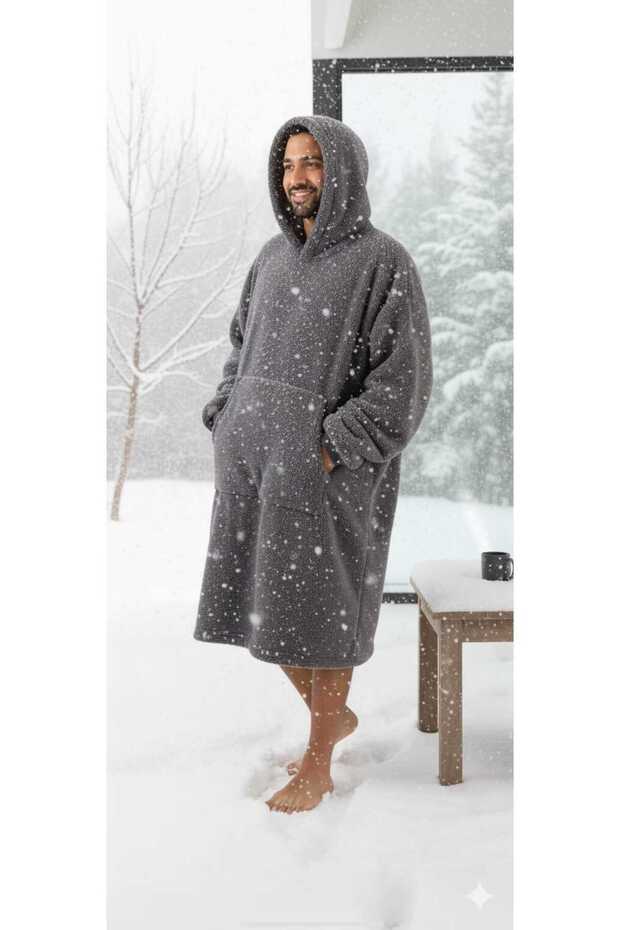 Wellsoft Hooded Wearable Poncho Tv Blanket Unisex Oversize - Anthracite Gray (1 Piece)