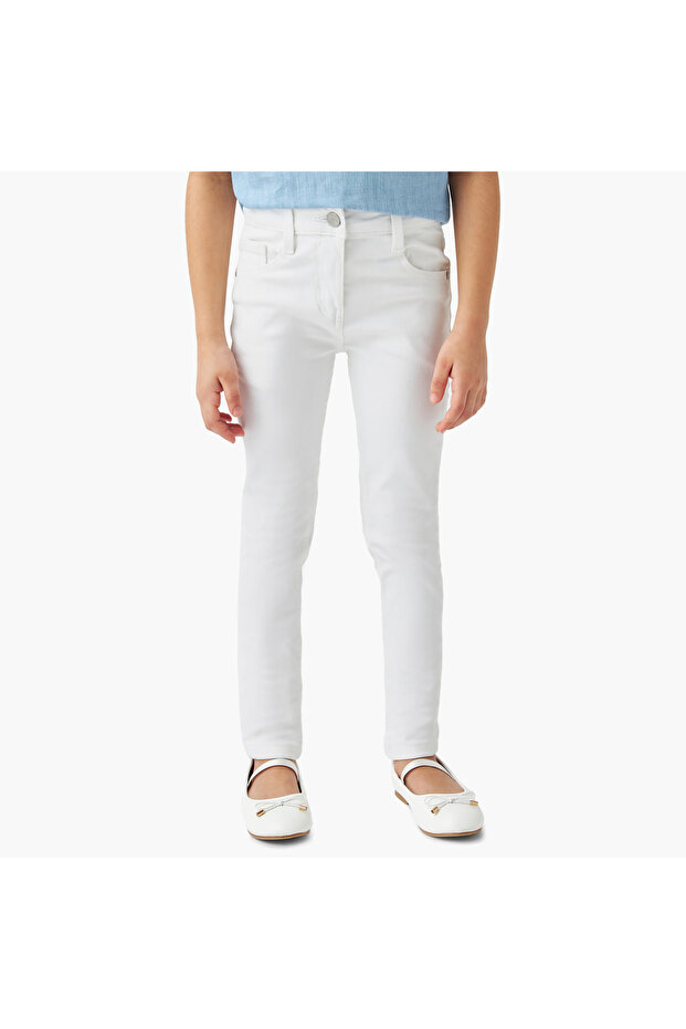 Solid Jeans with Button Closure - 1