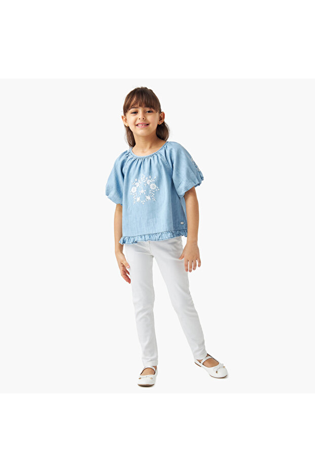 Solid Jeans with Button Closure - 2