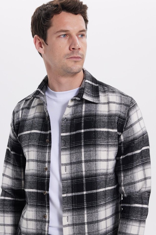 Men's Slim Fit slim fit checkered winter lumberjack shirt