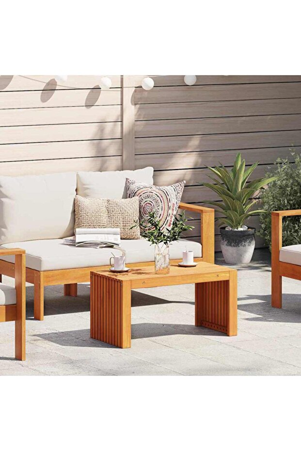 Side Table Oil Natural 70 x 35 x 35 cm Solid Acacia Wood