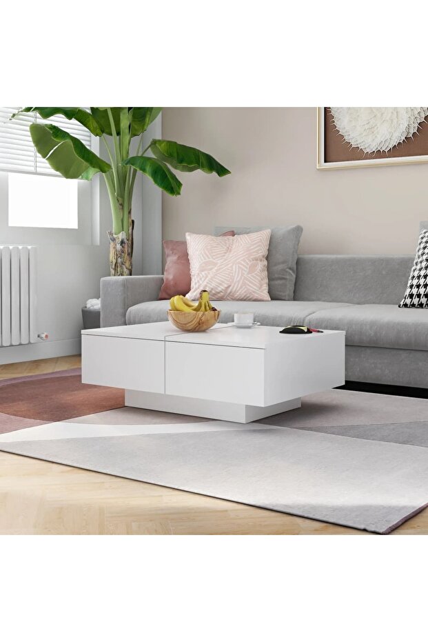 Coffee Table White 90x60x31 cm Engineered Wood