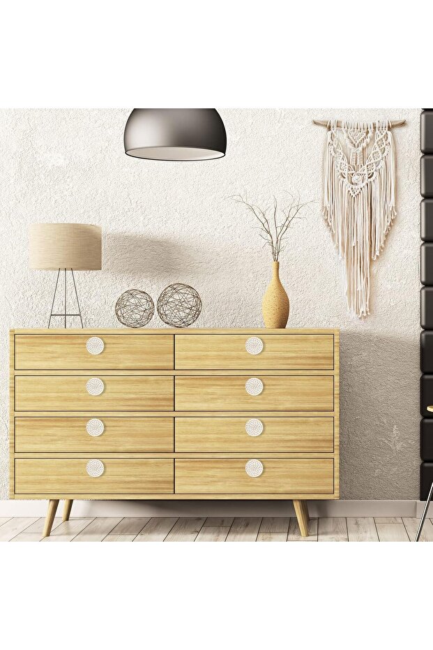 Wooden Drawer Knobs, Rattan Dresser Knobs - 4