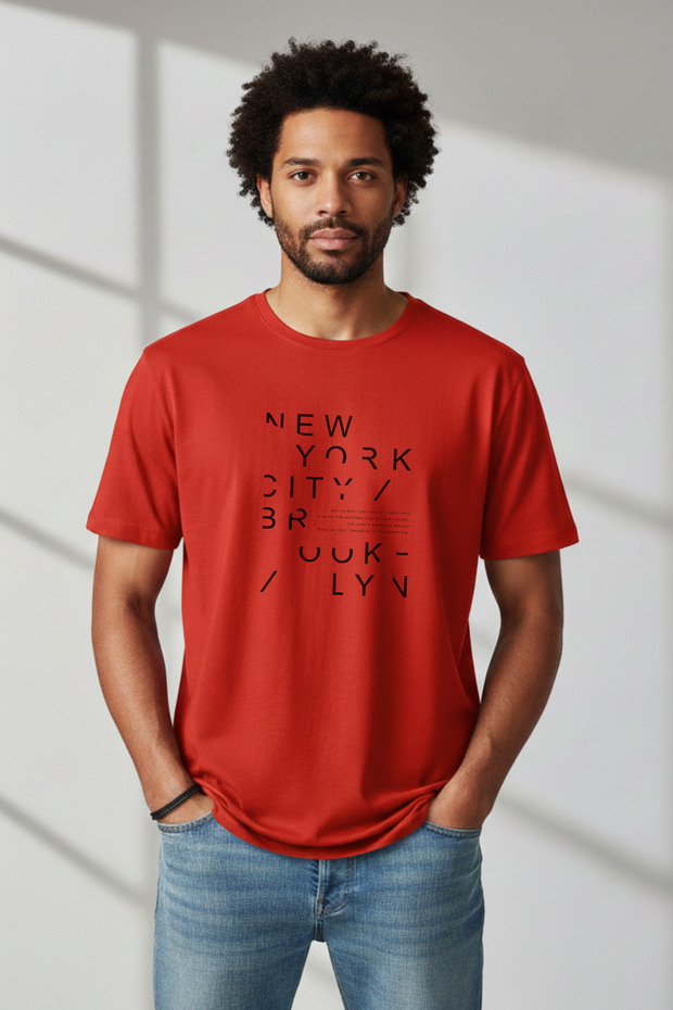 Men's New York City Printed Oversized Multi-Color Cotton T-Shirt