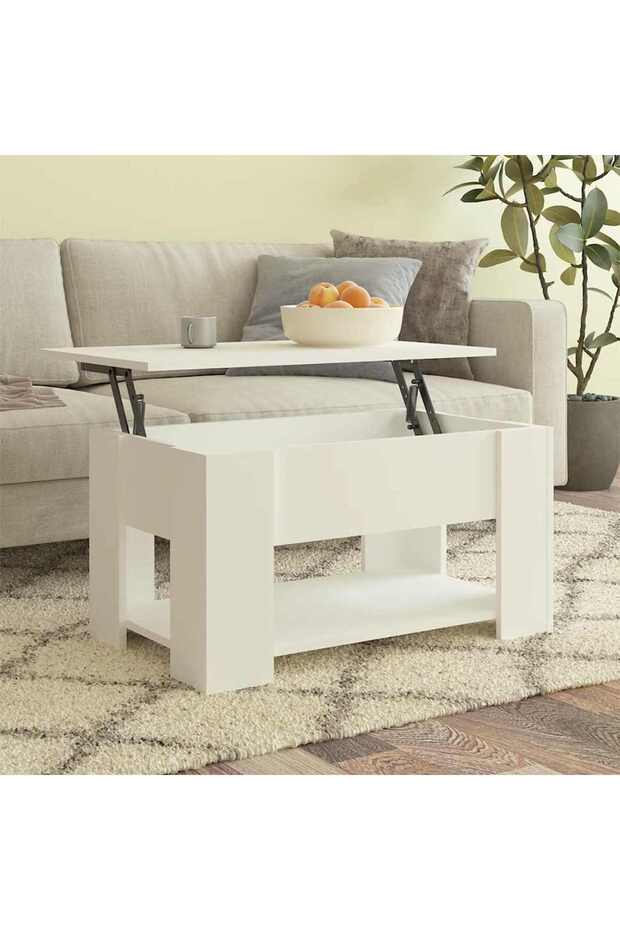Coffee Table White 79x49x41 cm Engineered Wood
