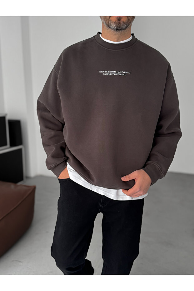 Antrasit Previous Baskılı Sweatshirt C-4614 - 4