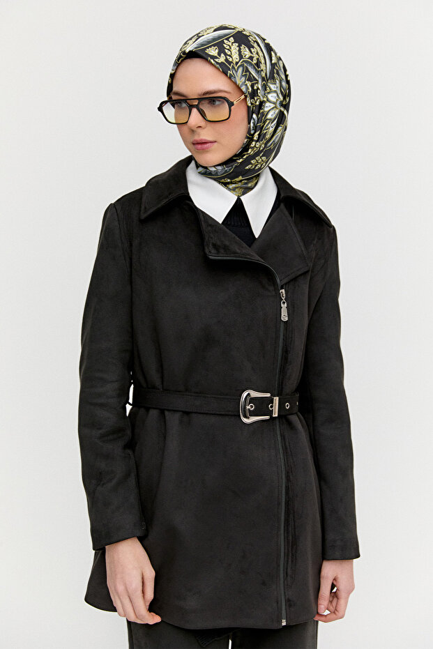 Kruvaze Süet Görünümlü Ceket - 2