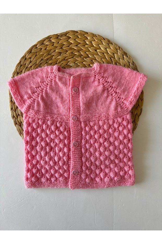 HAND KNITTED HANDWORK KNITTED WITH WOOL YARN BABY GIRL VEST BABY GIFT