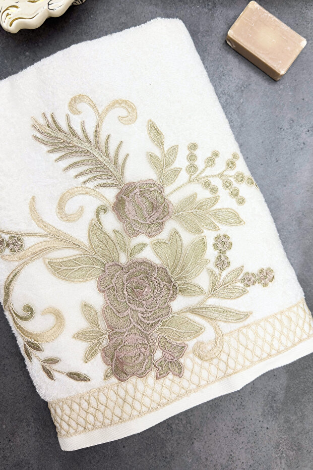 Flora Bambu Dantelli Aile Bornoz Seti - 5