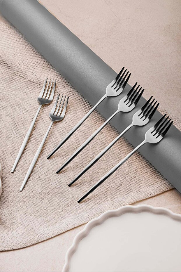 Common Platin Paslanmaz Çelik 6'lı Tatlı Çatalı - 1