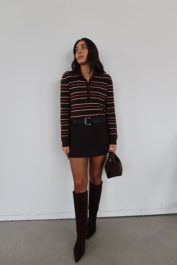 Kalın Kemerli Basic Mini Şort Etek - 2