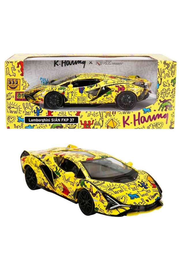 1:32 Scale Keothe Harring Series Die Cast Pull Back Model Car with Sound and Light - Yellow Lam