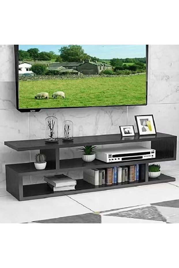 حامل تلفزيون بتصميم شبكي بسيط – حل تخزين أنيق للمنازل العصرية